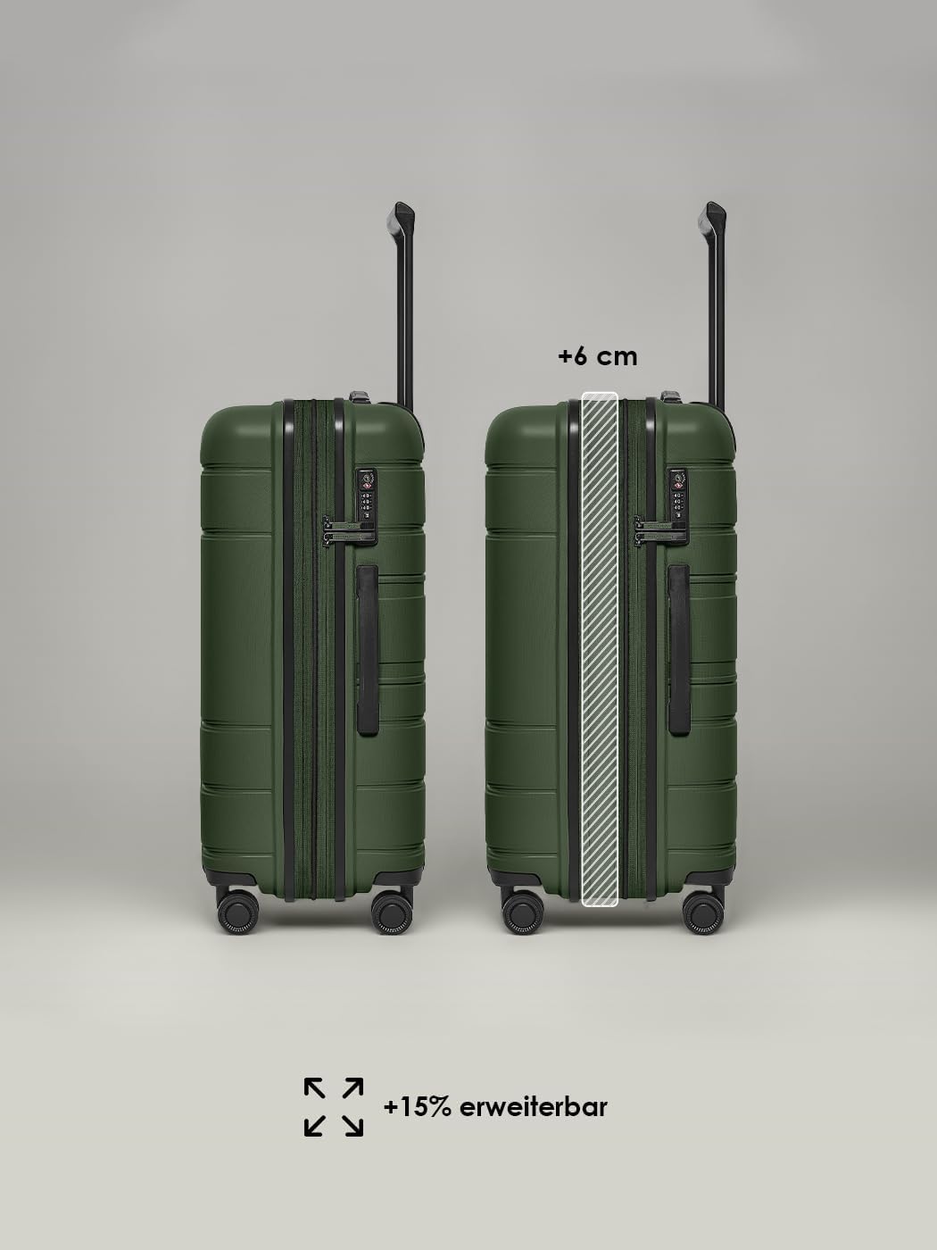 REDOLZ Hartschalen Check-in Koffer | Mittelgrosser M Trolley 46 x 28 x 66 cm mit Dehnfalte aus hochw