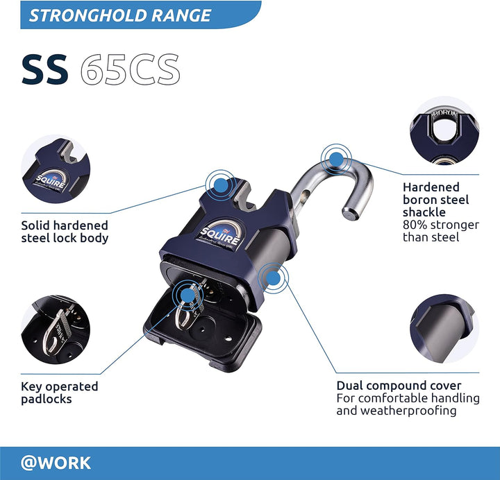 SQUIRE SS65CS Hochsicheres Vorhangschloss 65mm Closed Shackle CEN6 Multi, 65mm Closed Shackle CEN6 M