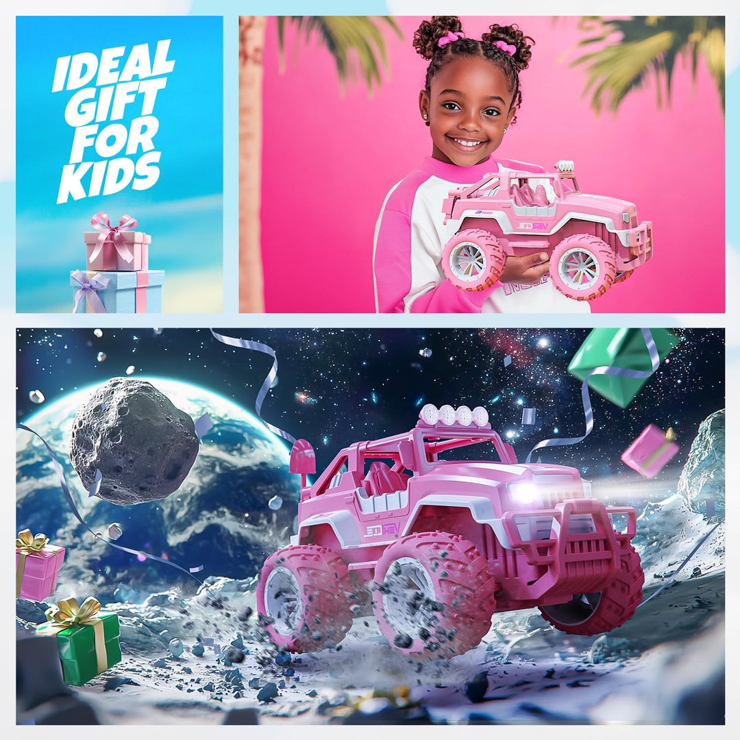 BEZGAR Ferngesteuertes Auto Rosa Jeep - 1:16 SUV Off-Road Auto mit 4 Windmühlen, 80 Min. Spielzeit,