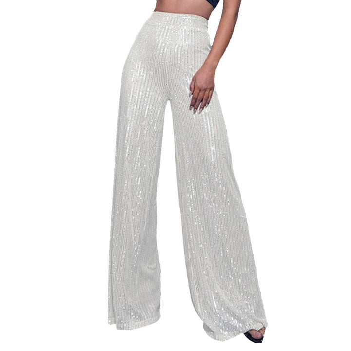 Generisch 2025, lässige Paillettenhose, glitzernde Pailletten, hohe Taille, weites Bein, Schlaghose,