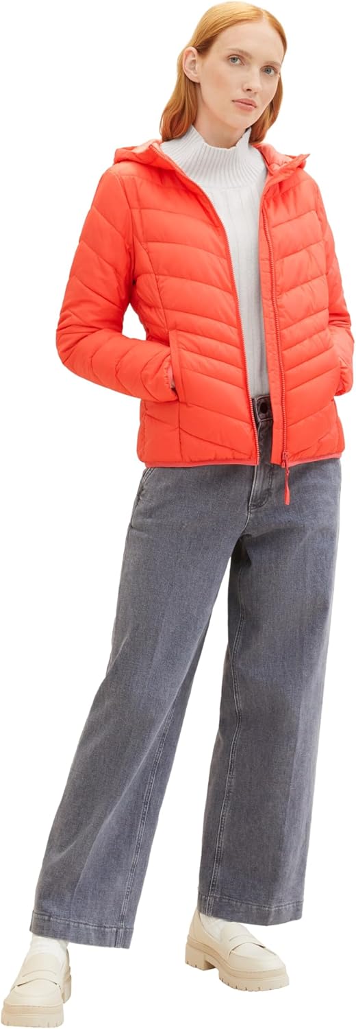 TOM TAILOR Denim Damen Lightweight Steppjacke mit Kapuze, 11042 - Plain Red