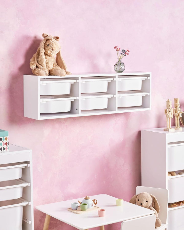 Beliani Originelles Wandregal mit 6 Boxen und Schubladen Kinderzimmer Spanplatte Kunststoff Weiss To