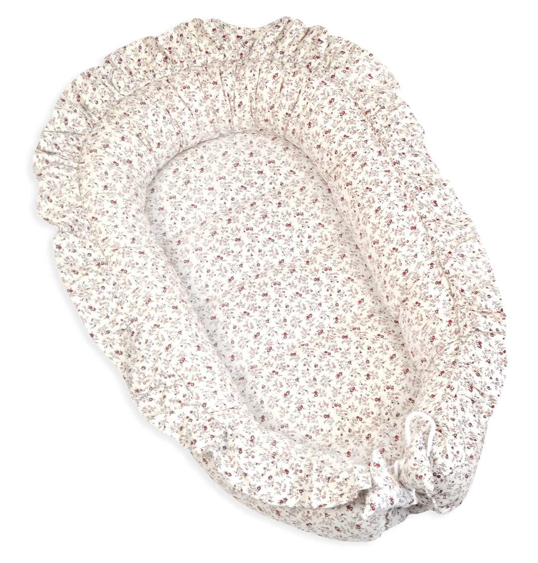 PIMKO Babynest mit rüschen Babynestchen für Baby Kuschelnest Babykokon für Säuglinge und Neugeborene