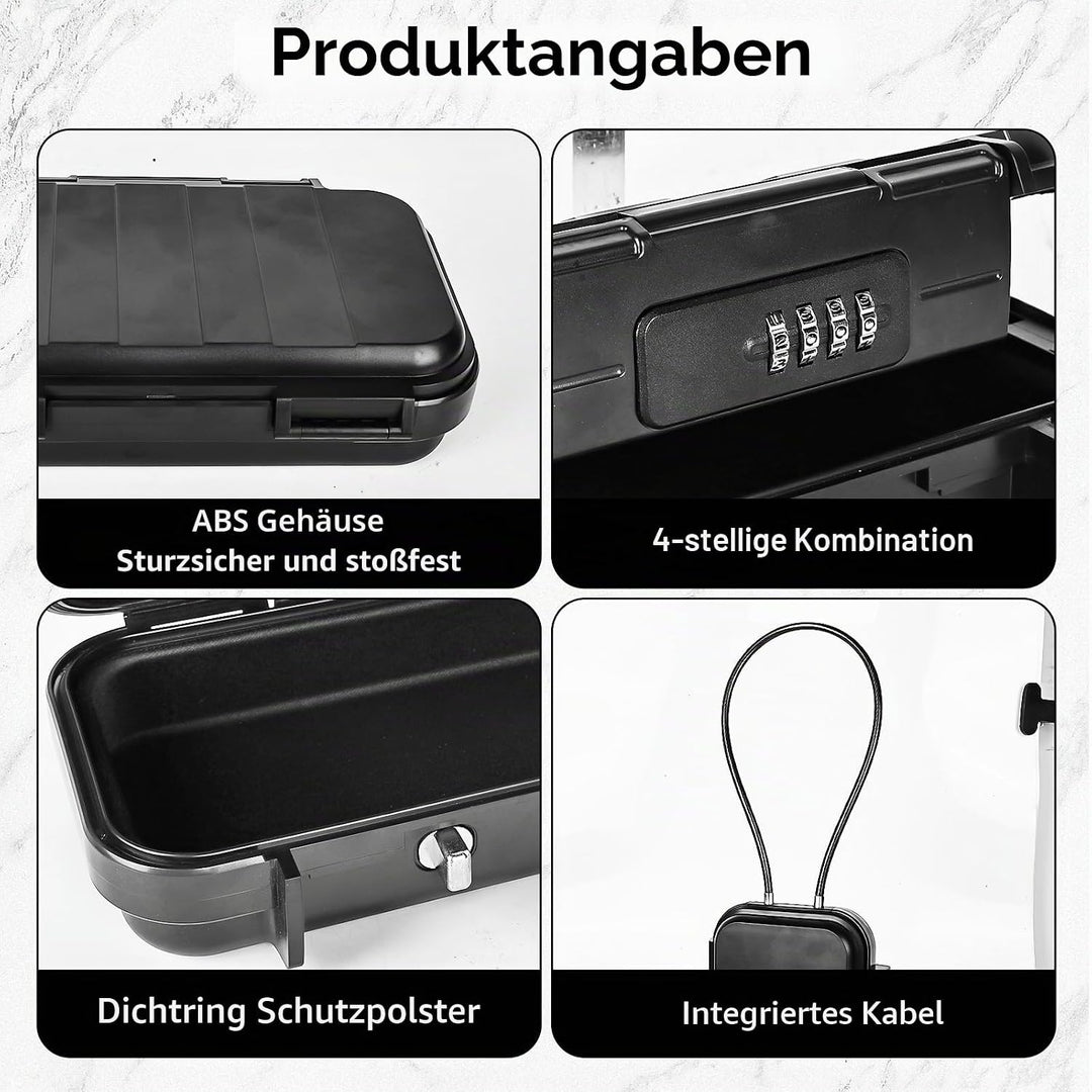Tragbarer Tresor, Wasserdicht Sicherheitsbox Outdoor mit 4 Stellig Kombination Zahlencode &amp; Abnehmba