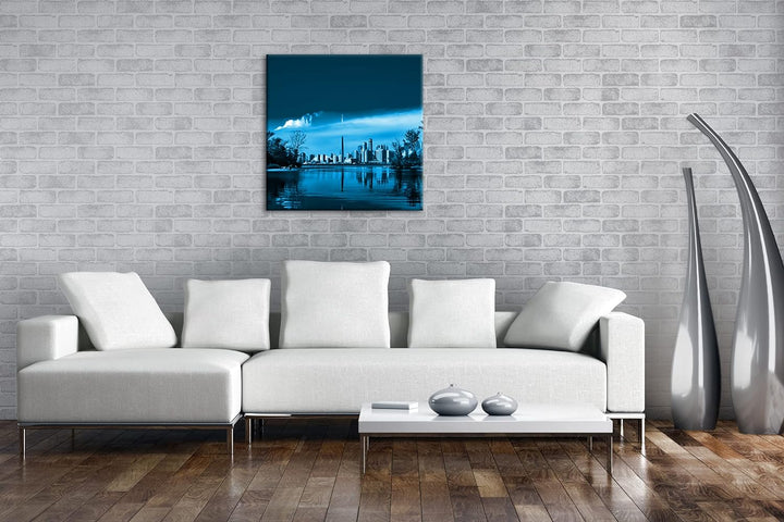 deyoli Küste von Toronto Kanada Format: 60x60 Effekt: Monocrome Blau als Leinwand, Motiv fertig gera
