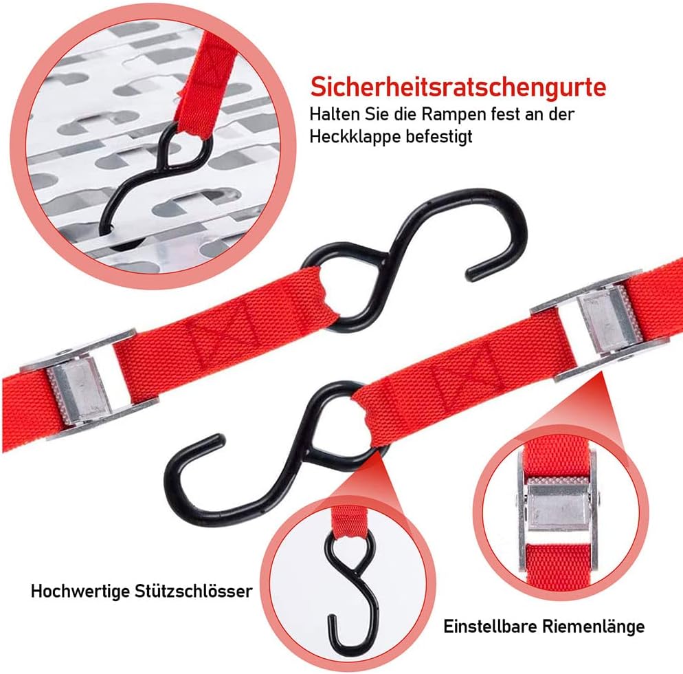 Herrselsam Auffahrrampe Faltbare ALU Rampen klappbar 226×28cm Laderampen 340 kg Traglast rutschfest