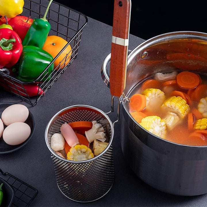 TENTA KITCHEN 2 Stück mikroperforiertes Edelstahl-Nudelsieb mit Griff,Lebensmittel-Teigtaschen-Nudel