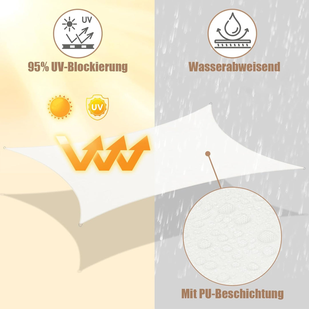 WOLTU PES Sonnensegel 300D Oxfordgewebe Neumaterial mit PU-Beschichtung | 1000MM Wasserstandfestigke