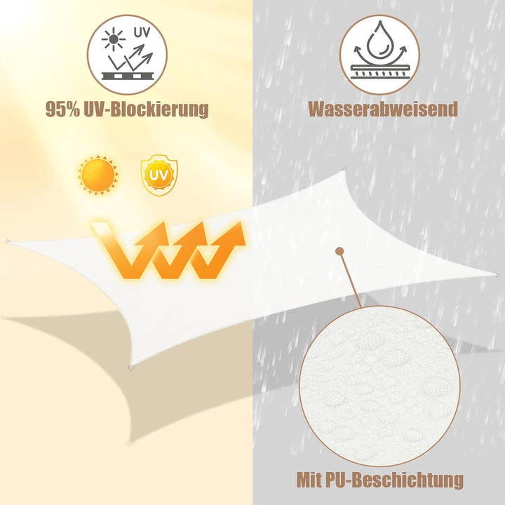 WOLTU PES Sonnensegel 300D Oxfordgewebe Neumaterial mit PU-Beschichtung | 1000MM Wasserstandfestigke
