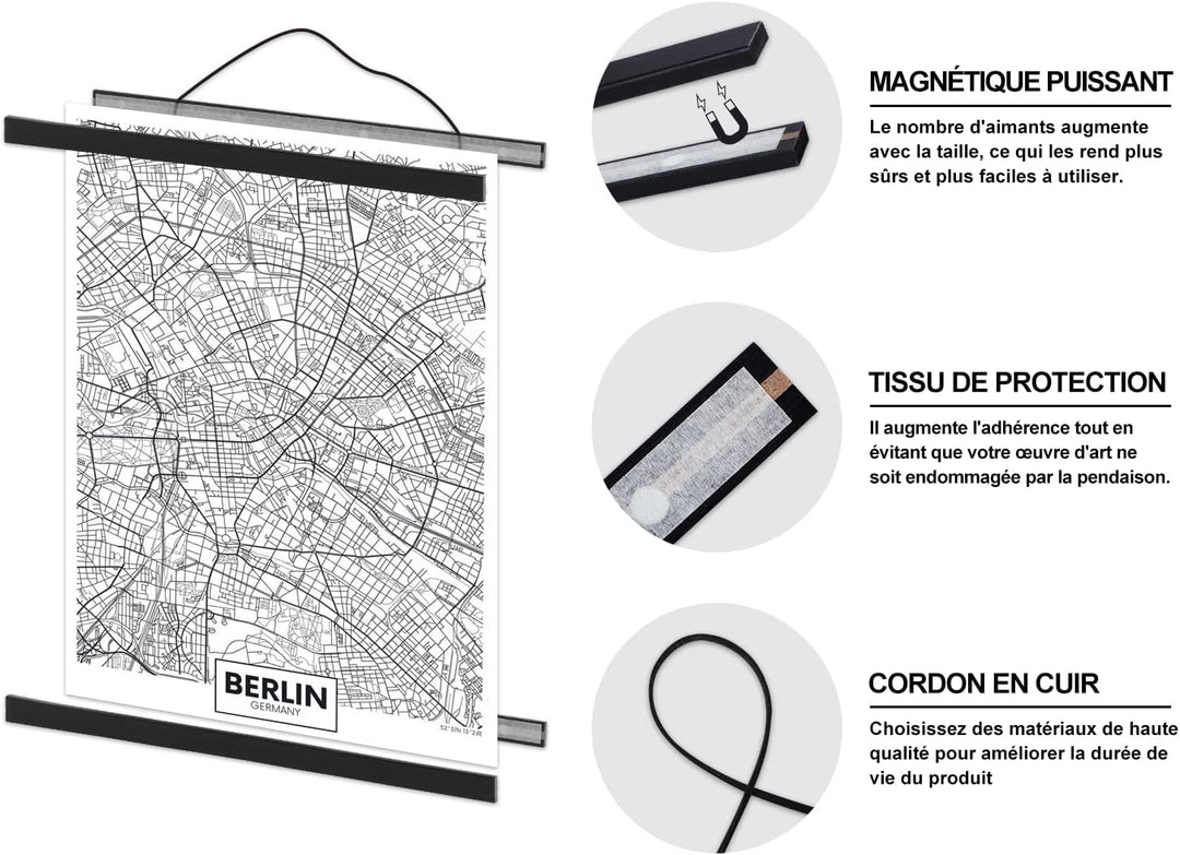Ywlake Bilderrahmen B0, Posterrahmen, magnetisch, Naturholz, für Poster, magnetisch, hängend, Poster