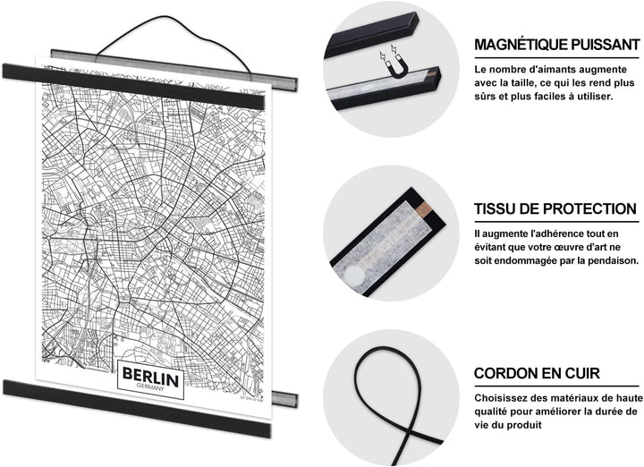 Ywlake Bilderrahmen B0, Posterrahmen, magnetisch, Naturholz, für Poster, magnetisch, hängend, Poster