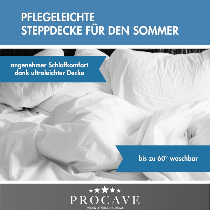 PROCAVE Micro-Comfort Qualitäts-Bettdecke für den Sommer | Entspannt schlafen | Atmungsaktive Steppd