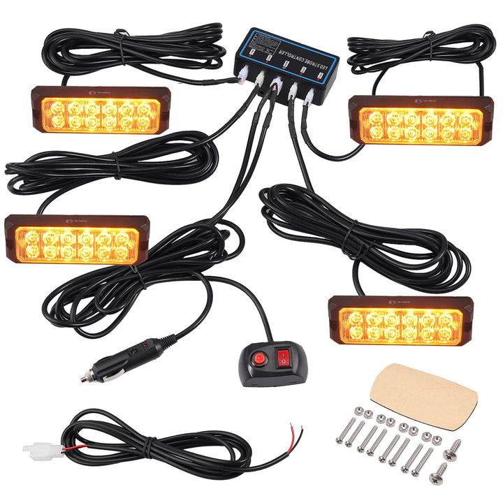 COLFULINE 4 x 12 Led Frontblitzer Blitzer, 12/24V Warnlicht Stroboskoplicht Notfall Licht Wasserdich