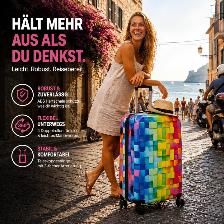 NOWI Hartschalenkoffer XL Gross – 102L Volumen – 8 Rollen 360° drehbar – Leichter ABS Koffer mit Zah