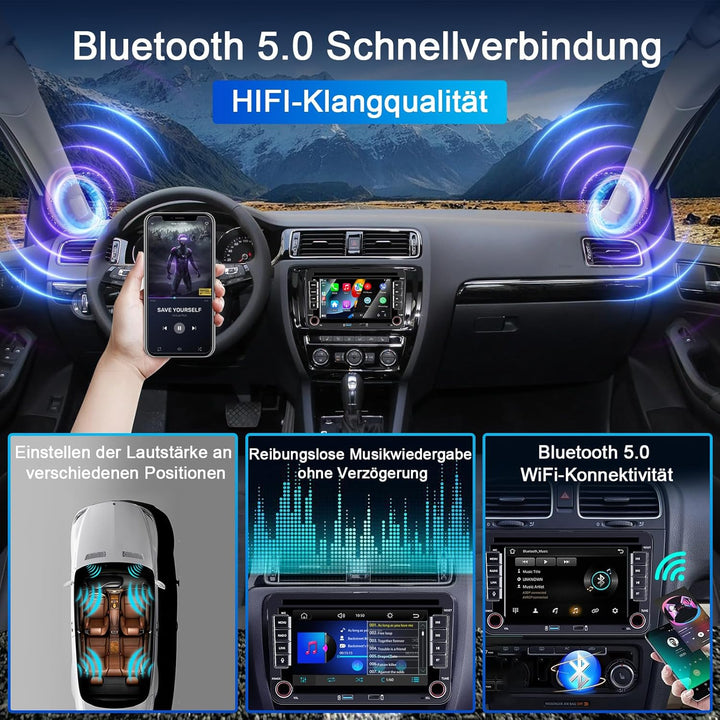 Autoradio für Golf 5 6 Passat Jetta Caddy Polo cc Tiguan EOS Touran T5 Scirocco Wireless Carplay & A