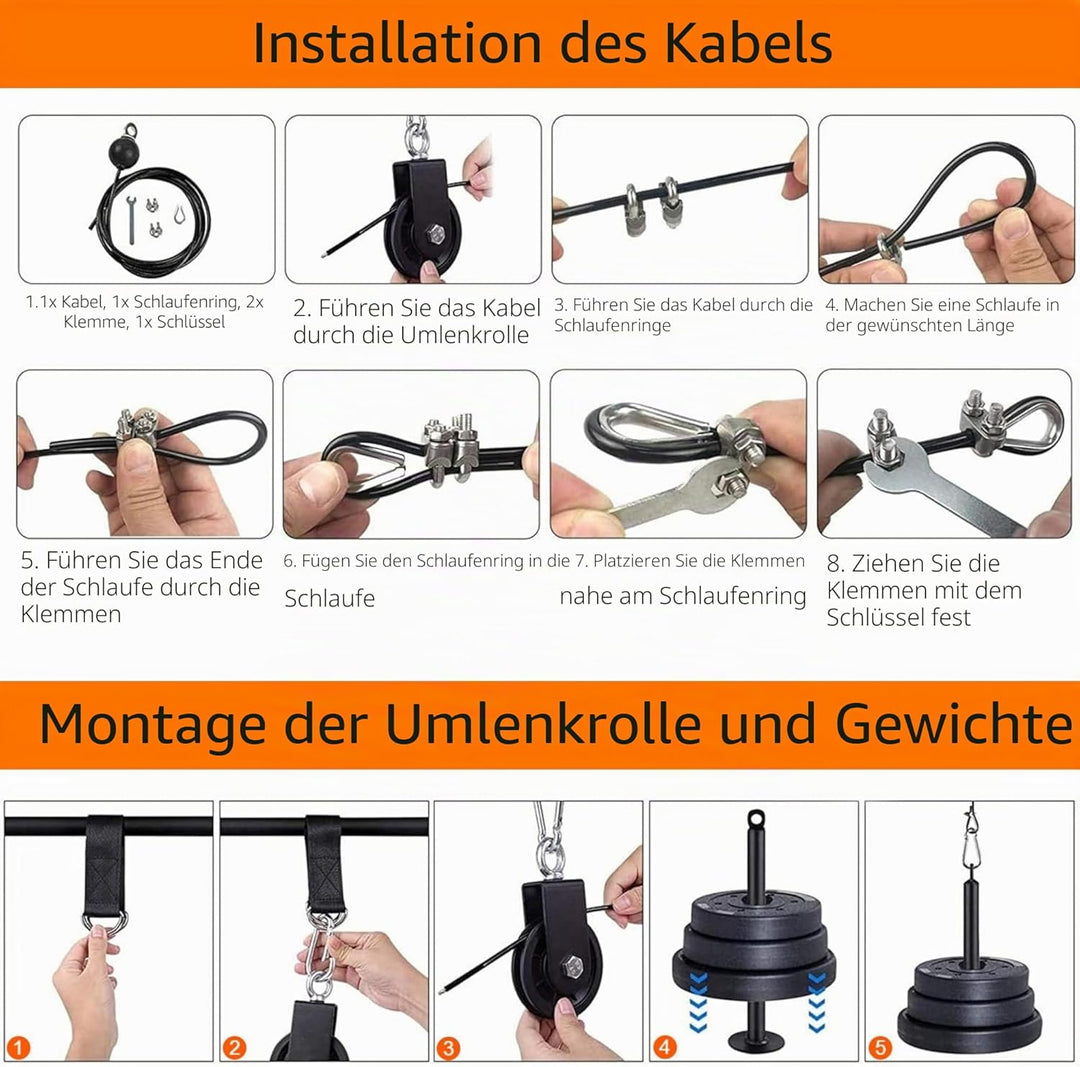 Ruffman Fitness Latzug - Gym Kabelzug Unterarmtrainer Arm-Krafttraining Trizeps Seil Gewicht Fitness