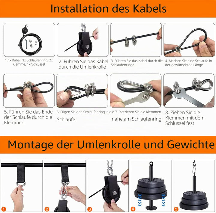 Ruffman Fitness Latzug - Gym Kabelzug Unterarmtrainer Arm-Krafttraining Trizeps Seil Gewicht Fitness