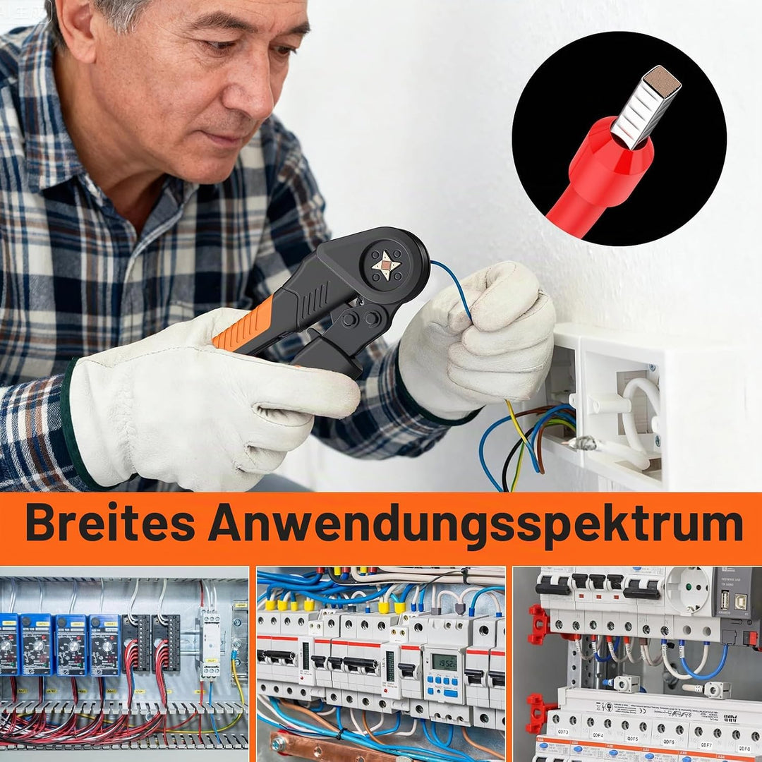 Preciva Crimpzangen 0.08-16mm²（AWG28-5）,Aderendhülsenzange Vierkant-Crimpzange Presszange für Kabelk