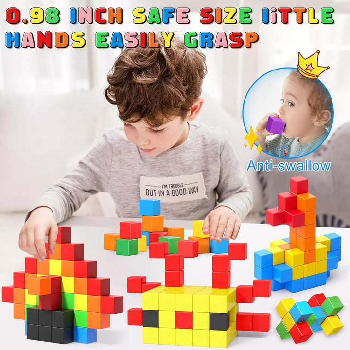 AQXONG 96Pcs Magnetische Bausteine Spielzeug, Magnetisches Bauspielzeug, Puzzle Baustein, Magnetisch