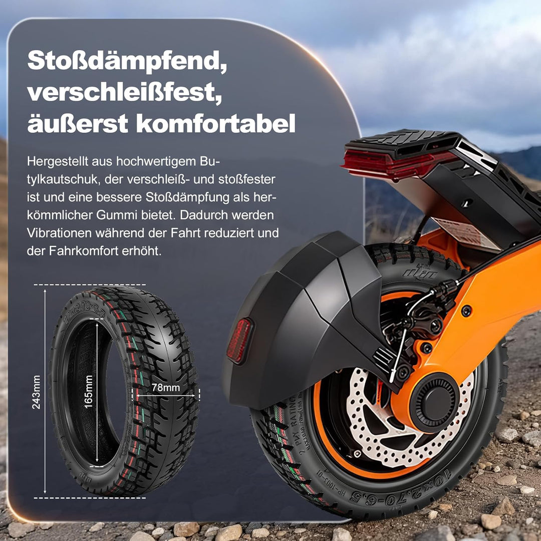 10x2,7-6,5/10x2,75-6,5 Off-Road Tubeless Ersatzreifen für KuKirin G3/Kukirin G2 Master(2025)/Smartgy