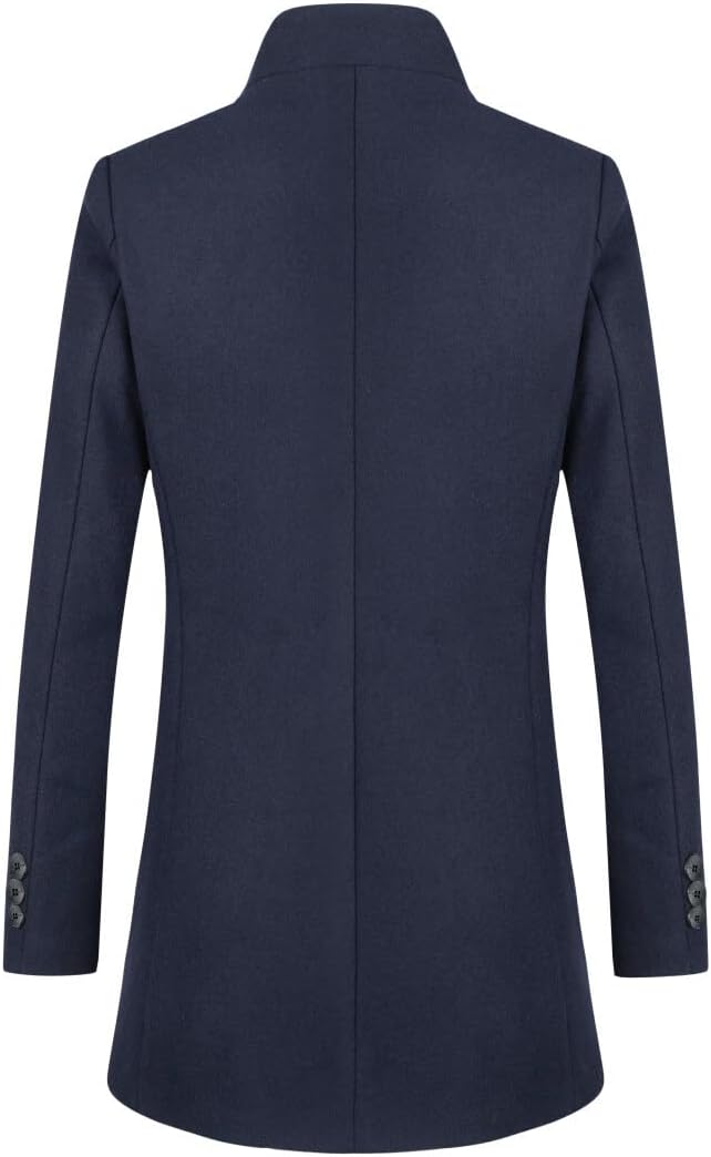 Allthemen Wintermantel Herren Wollmantel Lang Slim Fit Herrenmantel mit Stehkragen Business Coat für