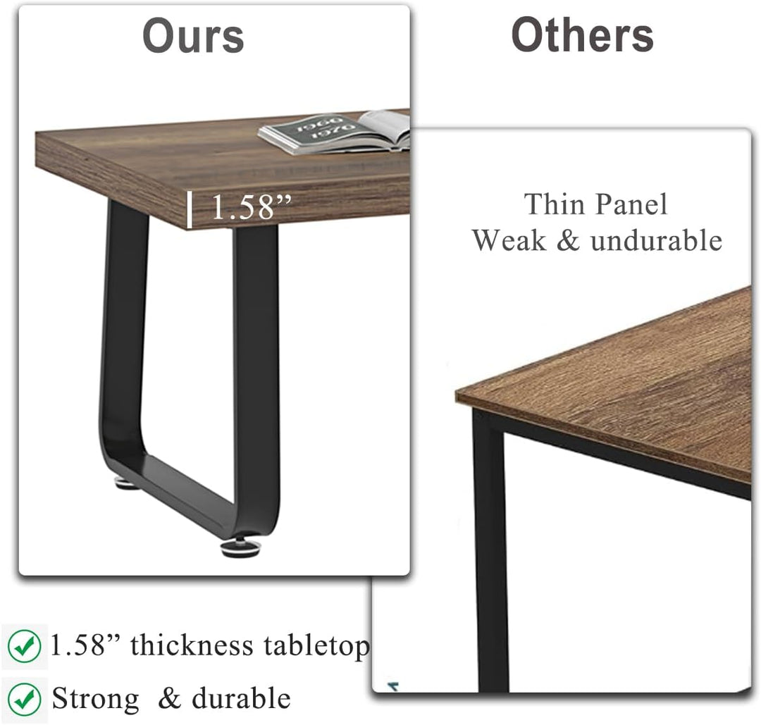 HSH Couchtisch Holz Vintage Design Wohnzimmertisch aus Holz und Metall Sofatisch Coffee Table Tisch