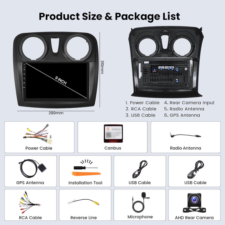 Hikity [2+64GB] Android 15 Autoradio, CarPlay Android Auto Wireless, für Renault Dacia SANDERO II B5