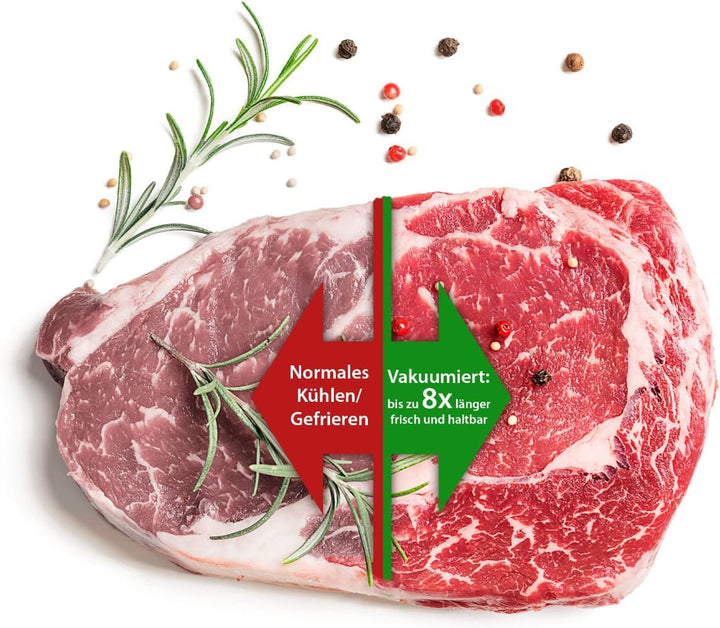 Vakuumierer für Lebensmittel inkl. Vakuum Beutel | Vakuumiergerät Edelstahl für 8x längere Frische |