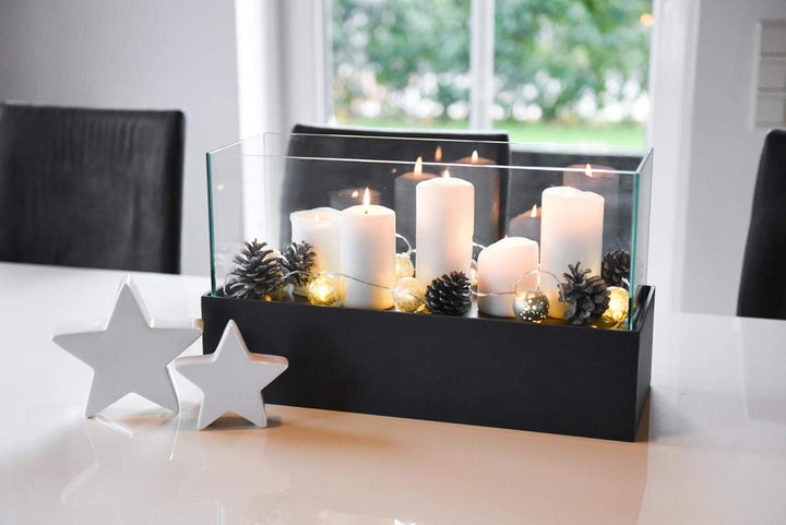 Deko-Windlicht Kerzenhalter rechteckig CANDELITO - Anthrazit 50x20x29 50x20x29 Anthrazit, 50x20x29 A