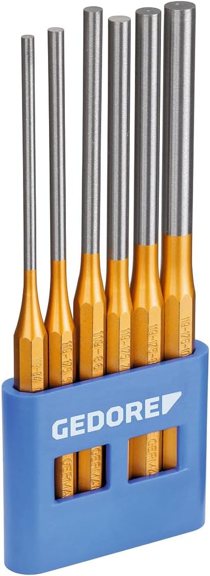 GEDORE Splinttreiber-Satz inkl. PVC-Halter, 6-teilig, 3 - 10 mm, lange Form, Stahl/Lackierung, Silbe