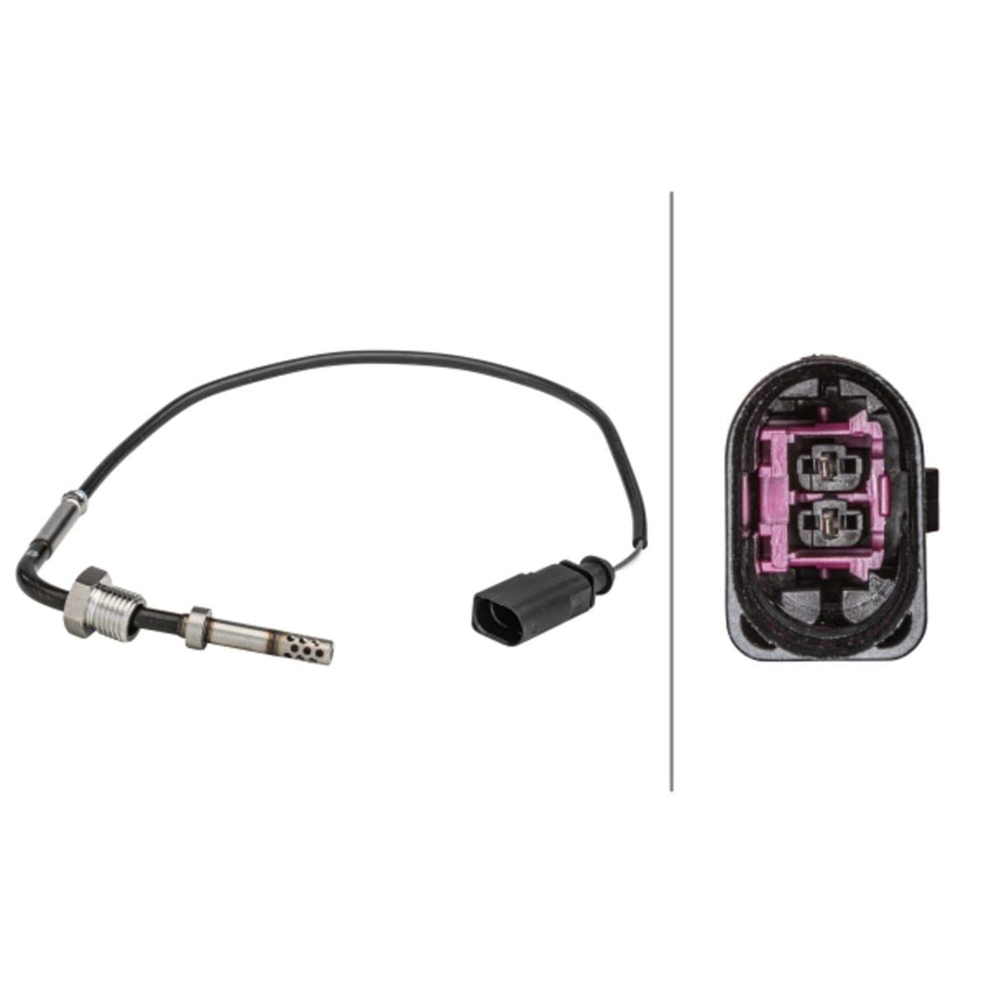 HELLA 6PT 358 181-161 Sensor, Abgastemperatur - 2-polig - geschraubt - Kabel: 290mm