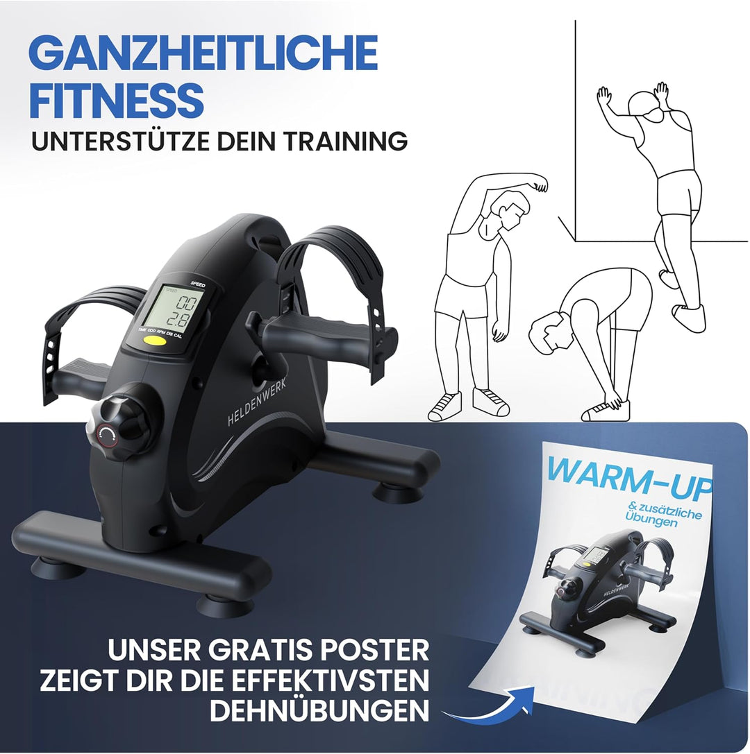 HELDENWERK Pedaltrainer Basic Set - TÜV/GS geprüft inkl. Befestigungsgurt & Anti-Rutschmatte - Arm-