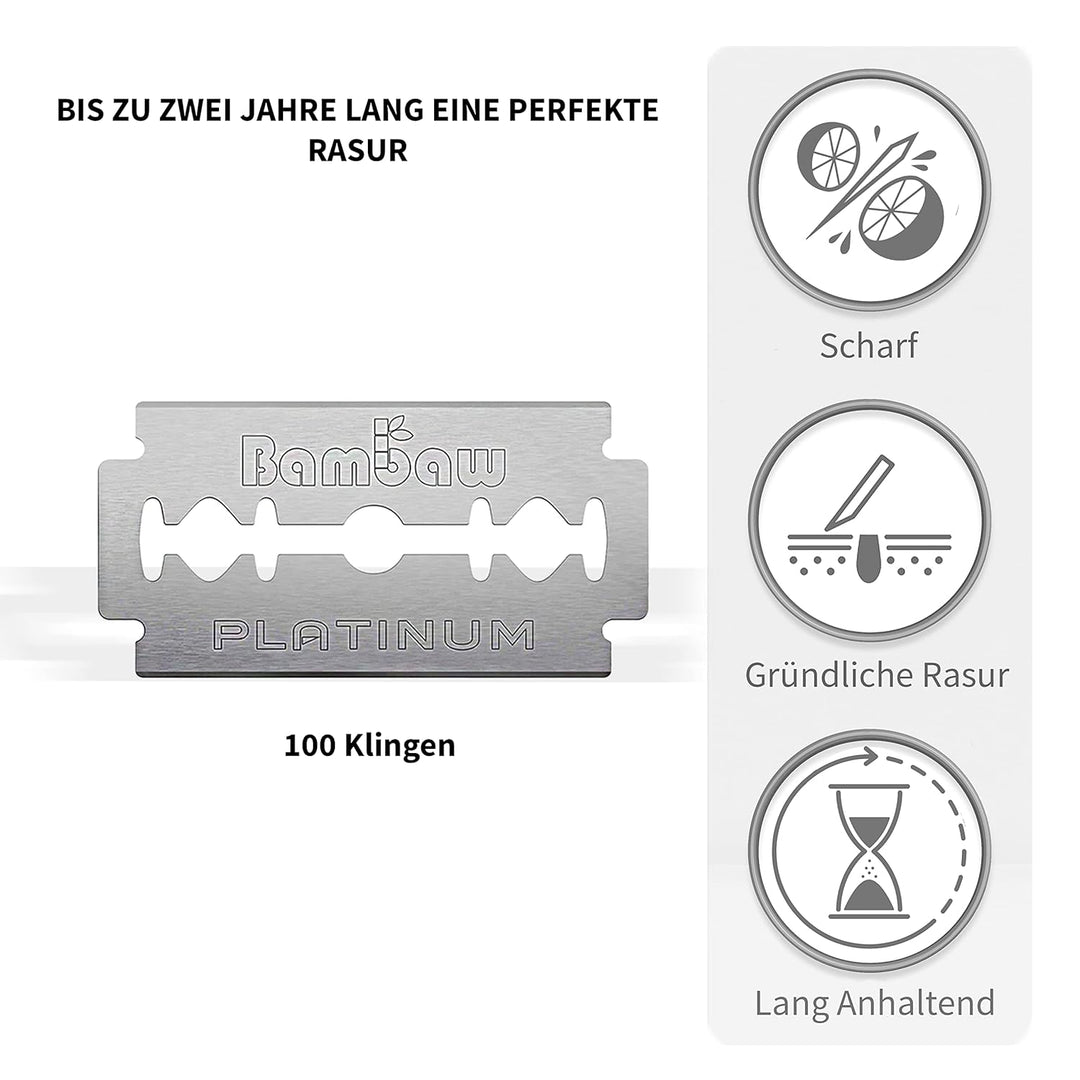 Rasierhobel Klingen | 100 universale Rasierklinge - Vorrat für 18 bis 24 Monate | Damen & Herren für