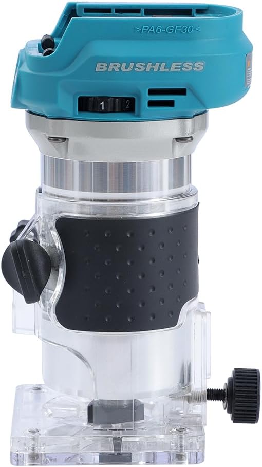 KATSU FIT-BAT 18V/21V Brushless Akku-Oberfräse Holzfräse Kantenfräse mit Trimmer-Basis, 3 Spannzange