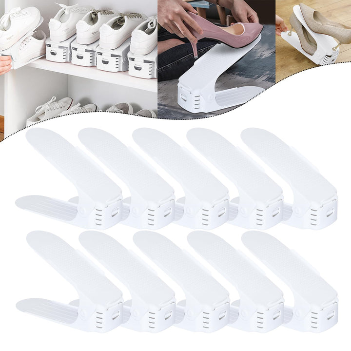 YUENFONG Einstellbare Schuhregale 10 Stück Verstellbarer Schuhhalter, 3 höhenverstellbar rutschfest