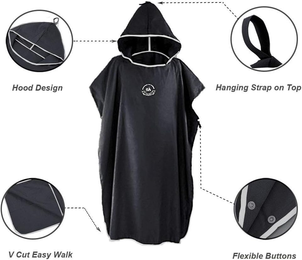 Hiturbo Mikrofaser Handtuch Poncho, Umziehhilfe Strand, Surf Poncho Herren und Damen Changing Robe,