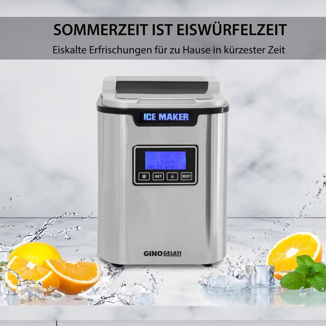 Syntrox Edelstahl Eiswürfelmaschine Silonax (LCD Display), Eiswürfelautomat, Eiswürfel in Minuten, E