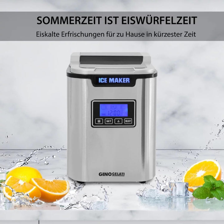 Syntrox Edelstahl Eiswürfelmaschine Silonax (LCD Display), Eiswürfelautomat, Eiswürfel in Minuten, E