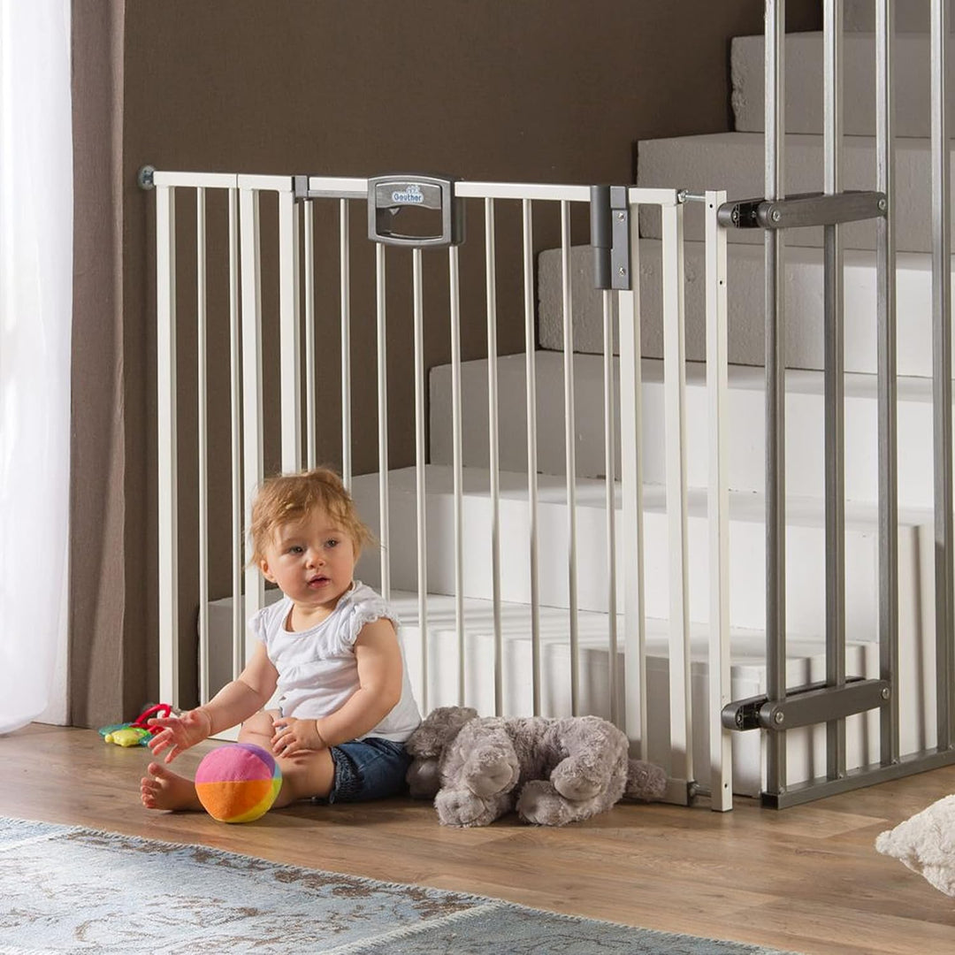 Geuther Verlängerung Türschutzgitter Easylock Plus I Weiss, 72 cm Metall I stabile Erweiterung für T