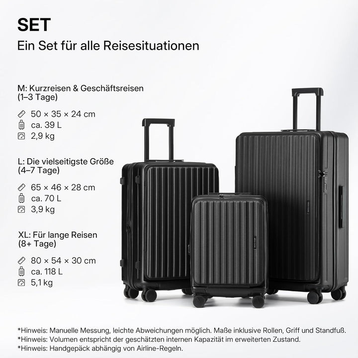 Koffer Expandierbar – Hartschalen-Trolley mit Oberseiten-Öffnung, Kompressionsgurt & extra Stauraum