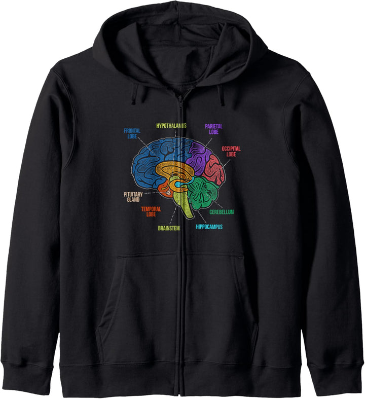 Teile des Gehirns Bunte Diagramm Neurologie Geschenke Kapuzenjacke