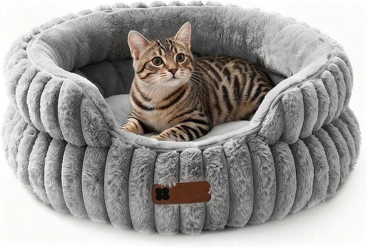 FARYODI Katzenbetten Weiches für Katzen S, Stilvolle Runde Hundebett für Kleine und Mittelgrosse Hun