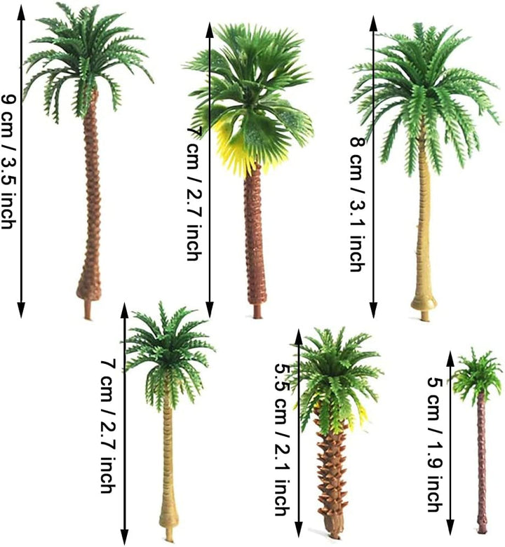 30 Stück Palme, Kunststoff Kokospalmen, Modellbau Bäume, Modell Bäume Miniatur, Landschaft Modell Bä