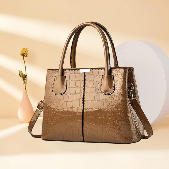 NICOLE &amp; DORIS Handtaschen Damen Mode Krokoprägung Henkeltasche Lackleder Handtasche Shopper Umhänge