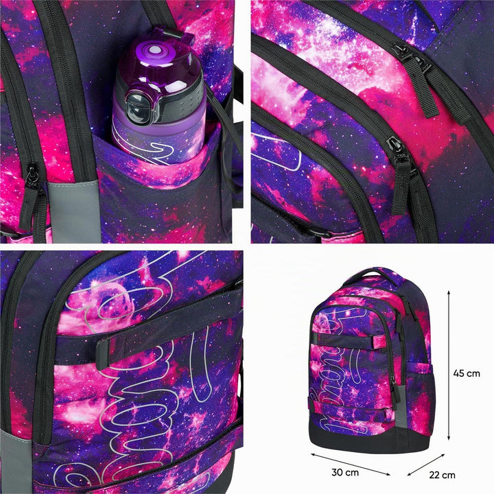 Baagl Schulrucksack Set Jungen Mädchen Teenager 5 Teilig, (Skateboard Rucksack Skate MAX, Mäppchen,
