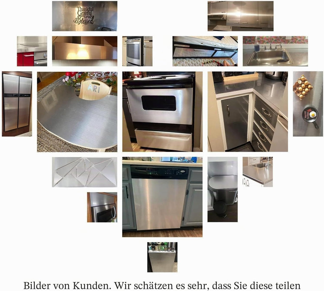 Livelynine 40CMX10M Klebefolie Silber Edelstahl Selbstklebende Folie Metallic Folie Selbstklebend Mö