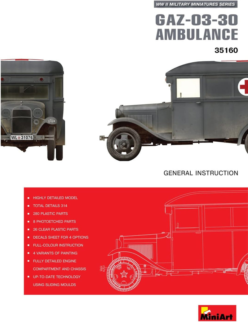 MiniArt 35160 - Modellbausatz GAZ-03-30 Ambulance