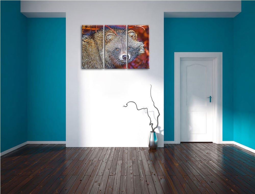 scheuer Waschbär Spezial 3-Teiler Leinwandbild 120x80 Bild auf Leinwand, XXL riesige Bilder fertig g