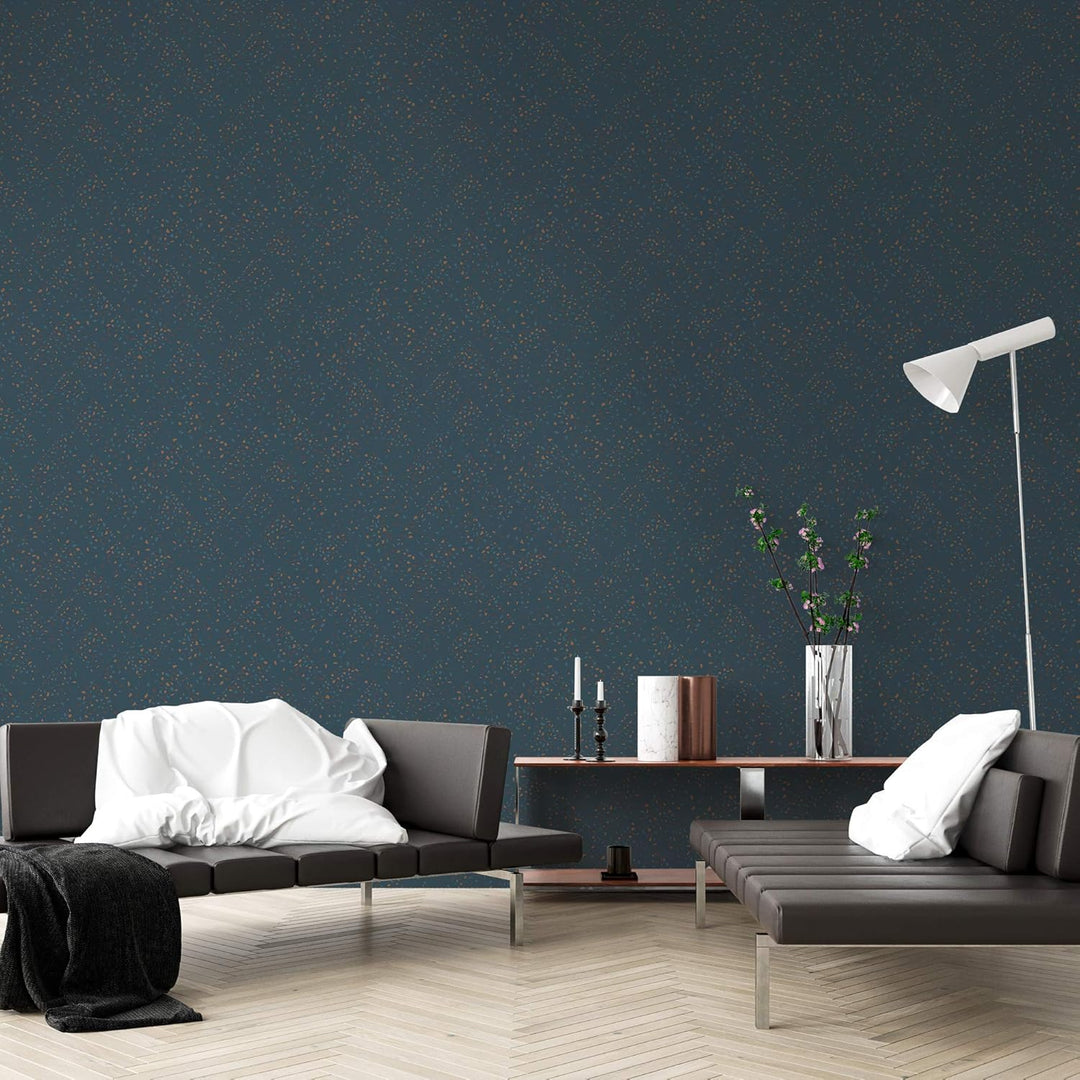 Livingwalls New Walls Vliestapete modern 10,05 m x 0,53 m - Blau, Grün, Braun - Tapete leicht strukt