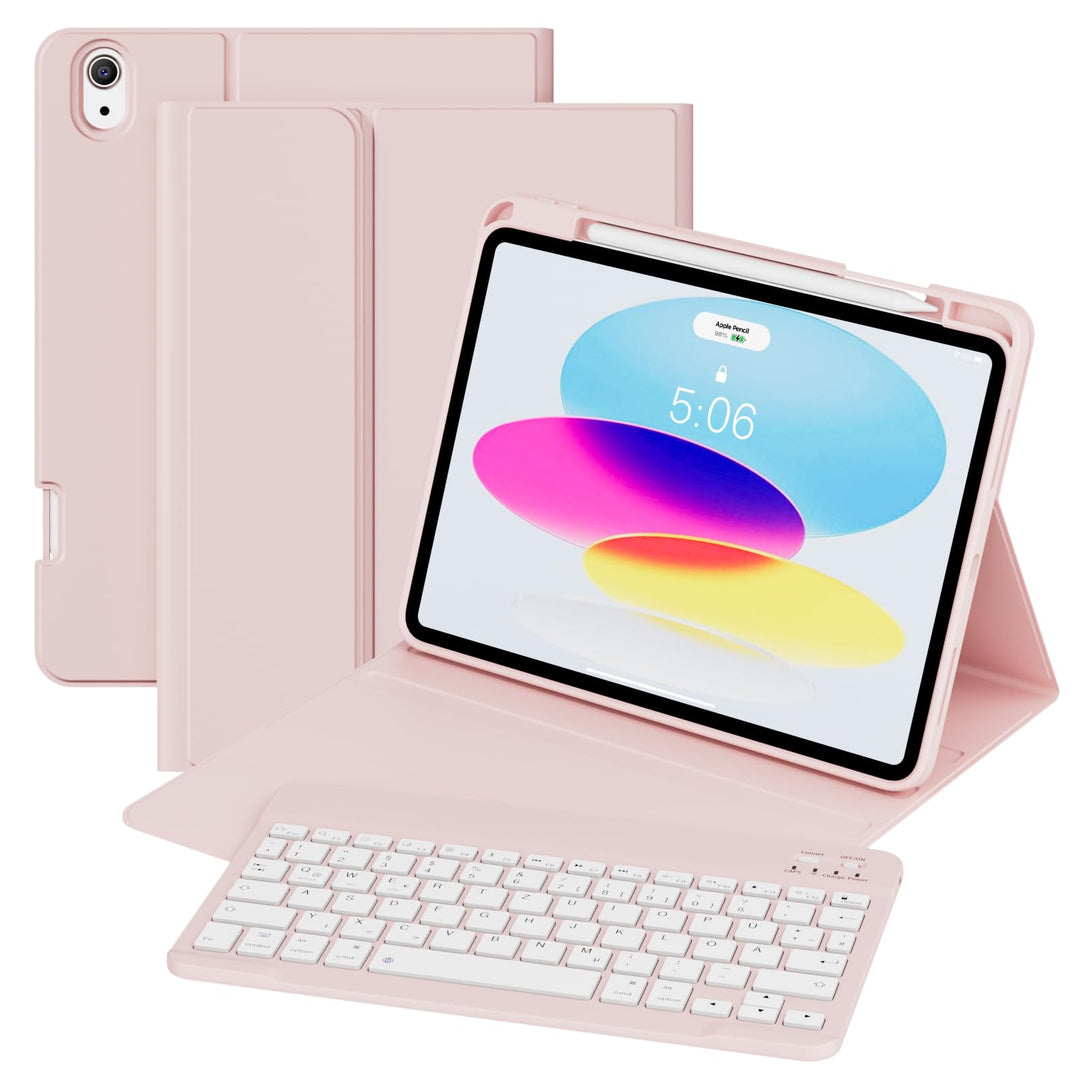 GKABXY Hülle mit Tastatur für iPad A16 11 Generation 2025/10 Generation 2022(11/10.9 Zoll), Soft TPU
